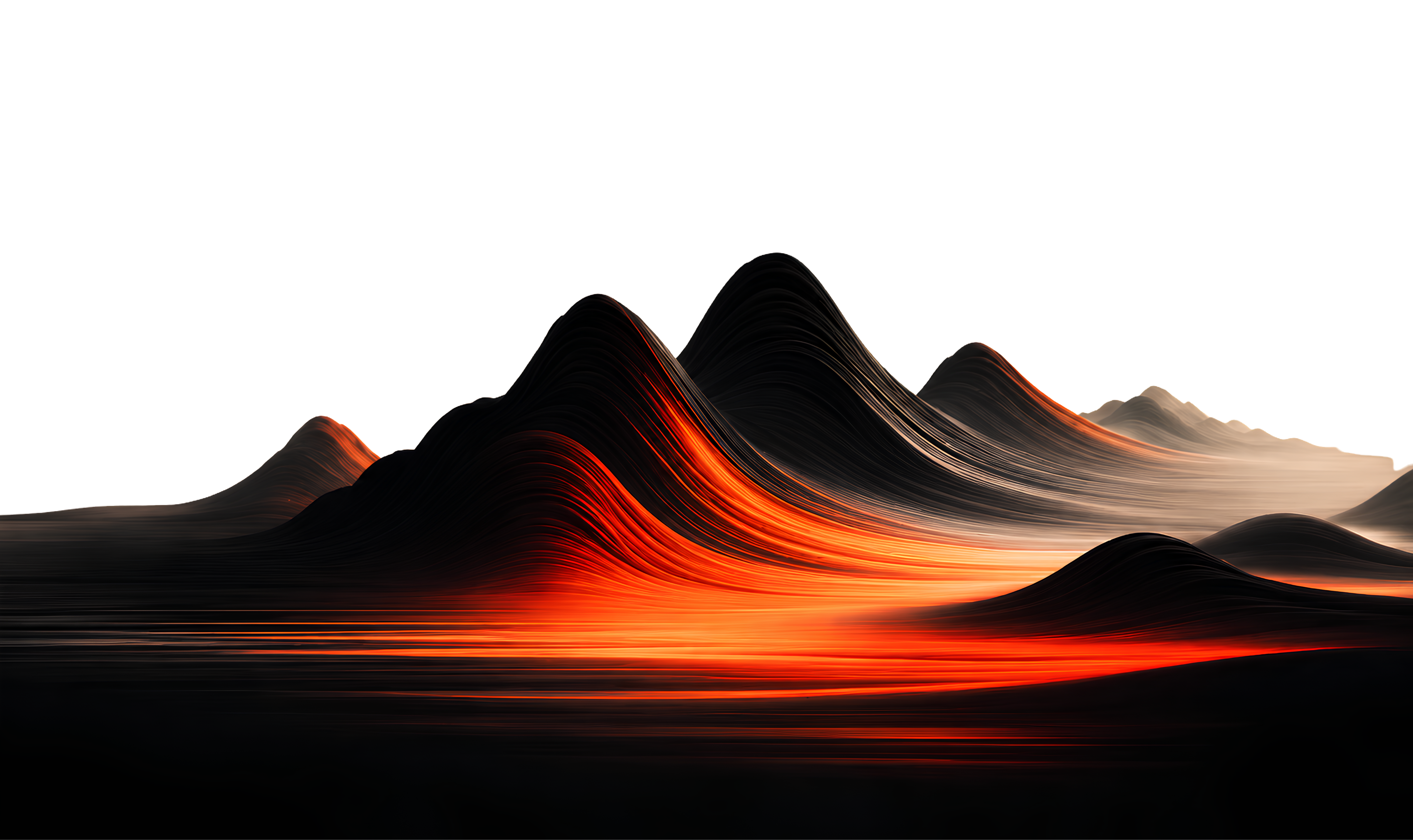 Dramatic mountain landscape with orange glow